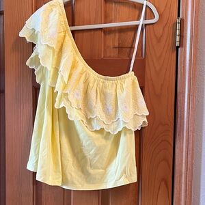 Lilly Pulitzer Yellow One-Shoulder Ruffle Blouse